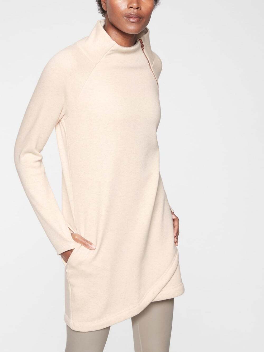 ATHLETA Cozy Karma Sweater Dress Size XS Oatmeal Heather #383427 Winter
